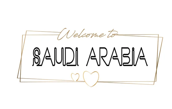 SaudiArabia Bienvenue sur le texte Néon typographie lettrage. Mot pour mot — Image vectorielle