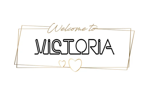 Victoria Bem-vindo ao texto tipografia letras Neon. Palavra para lo —  Vetores de Stock