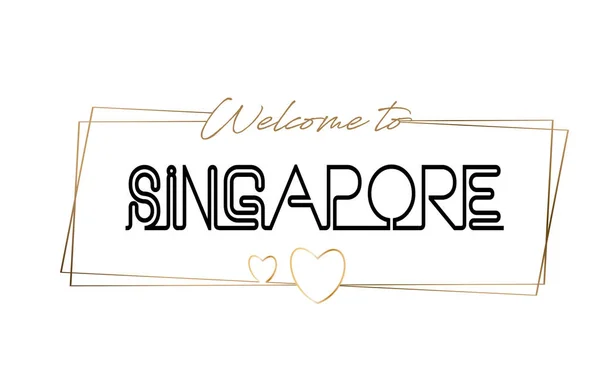 Singapur Bienvenido al texto Neon lettering typography. Palabra para l — Vector de stock