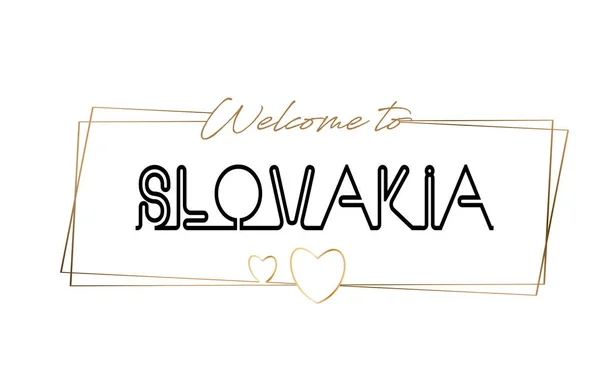 Σλοβακία Καλώς ήλθατε στο κείμενο νέον γράμματα τυπογραφία. Λέξη για το lo — Διανυσματικό Αρχείο