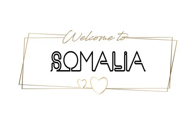 Somalia Bienvenido al texto Tipografía de letras de neón. Palabra por palabra — Vector de stock