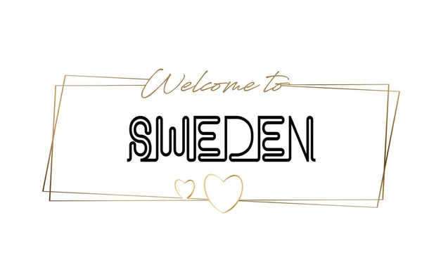 Suécia Bem-vindo ao texto Letras Neon tipografia. Palavra para o logotipo — Vetor de Stock