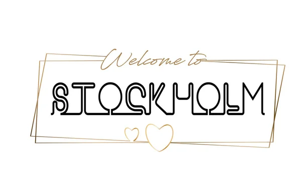 Stockholm Vítejte v textu Neon nápis typografie. Slovo pro l — Stockový vektor