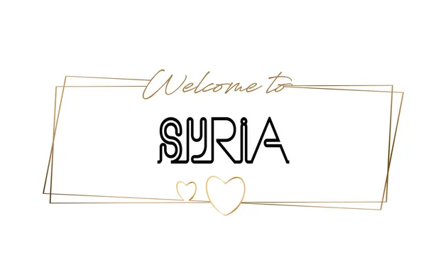 Siria Bienvenido al texto Tipografía de letras de neón. Palabra para logot — Vector de stock