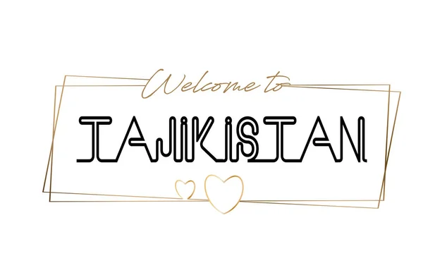 Tadzjikistan Välkommen till text Neon bokstäver typografi. Ordet för — Stock vektor
