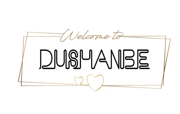 Dushanbe Bienvenido al texto Tipografía de letras de neón. Palabra para lo — Vector de stock