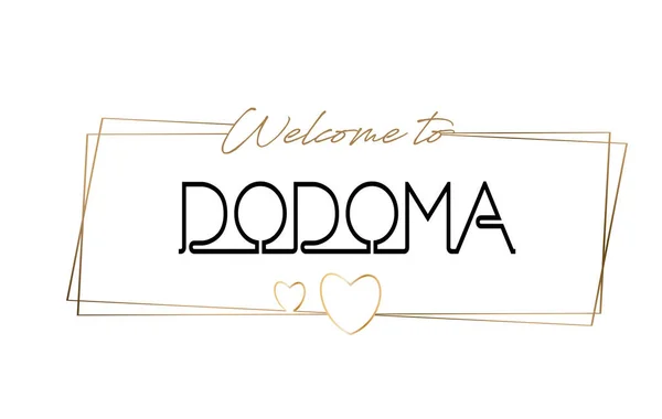 Dodoma Bienvenido al texto Tipografía de letras de neón. Palabra para logo — Vector de stock