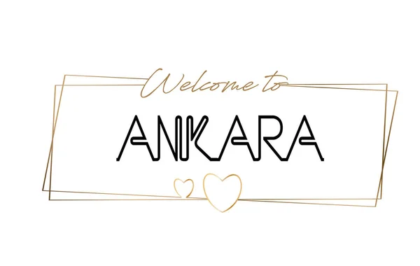 Ankara üdvözlő szöveg Neon betűk tipográfia. Szó a logó — Stock Vector