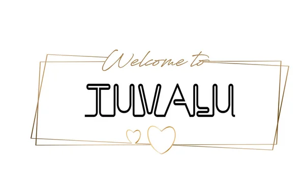 Tuvalu Bienvenido a texto Tipografía de letras de neón. Palabra para logo — Vector de stock