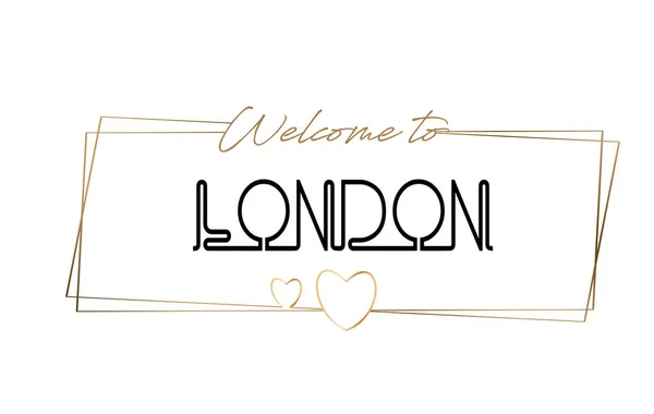 Londres Bienvenue au texte Néon typographie lettrage. Mot pour logo — Image vectorielle