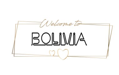 Hoşgeldiniz Bolivya metin Neon yazı tipografi için. Lo için word