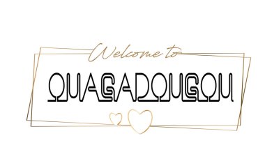 Hoşgeldiniz Ouagadougou metin Neon yazı tipografi için. Word için 