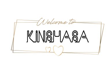 Hoşgeldiniz Kinshasa metin Neon yazı tipografi için. Lo için word