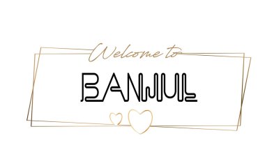 Banjul hoş geldiniz metin Neon yazı tipografi. Word için logo