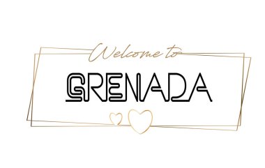 Grenada hoş geldiniz metin Neon yazı tipografi. Günlük için Word