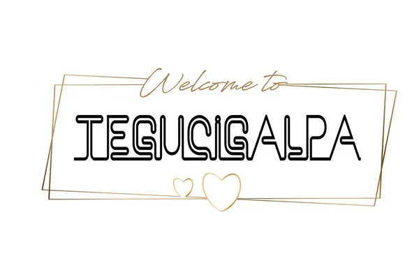 Tegucigalpa Bienvenido al texto Tipografía de letras de neón. Palabra para — Vector de stock