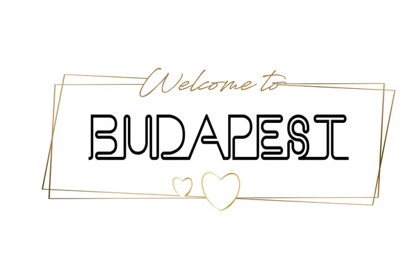 Βουδαπέστη Καλώς ήλθατε στο κείμενο νέον γράμματα τυπογραφία. Λέξη για το lo — Διανυσματικό Αρχείο