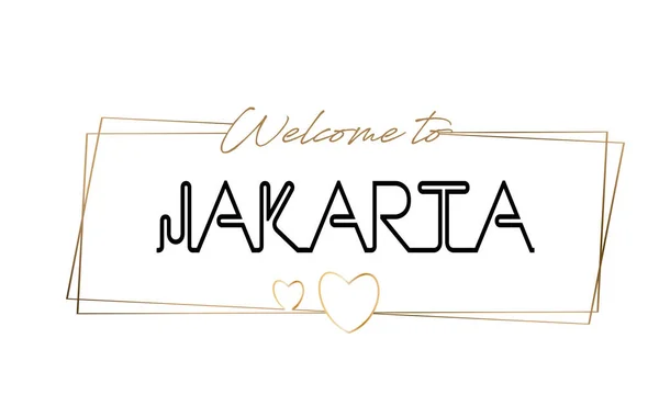 Welkom bij tekst Neon letters typografie Jakarta. Word voor logboek — Stockvector