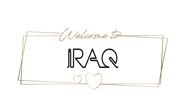Irak Bienvenido al texto Tipografía de letras de neón. Palabra para logo — Vector de stock