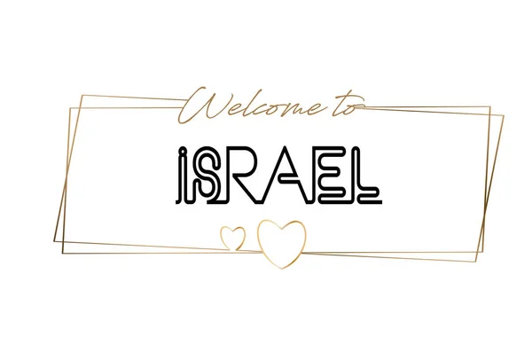 Israel Bienvenido al texto Tipografía de letras de neón. Palabra para logo — Vector de stock