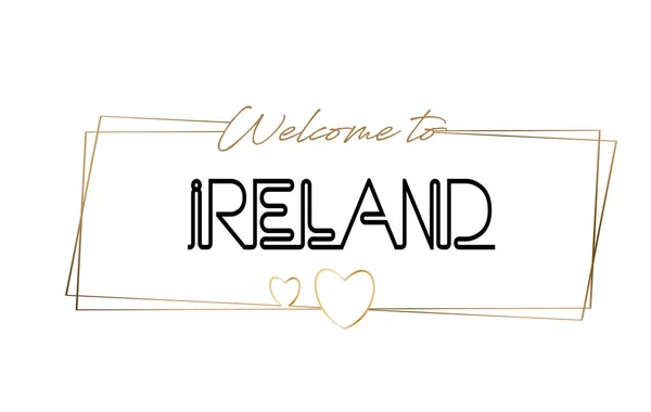 Irlande Bienvenue sur le texte Neon lettering typography. Mot pour journal — Image vectorielle