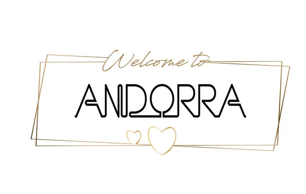 Andorra üdvözlő szöveg Neon betűk tipográfia. Word-napló — Stock Vector