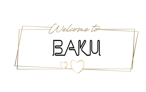 Bakú Bienvenido al texto Tipografía de letras de neón. Palabra para logo — Vector de stock