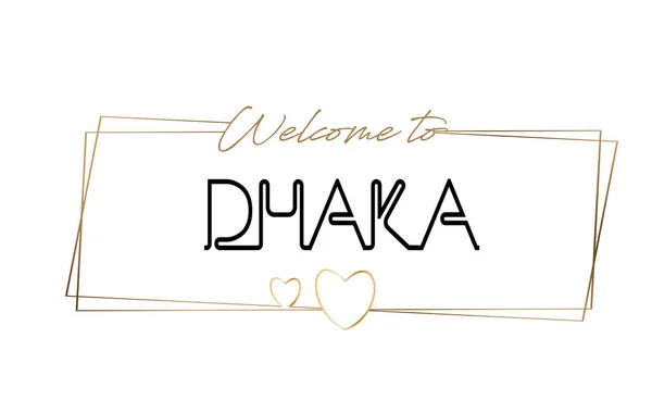 Dhaka Välkommen till text Neon bokstäver typografi. Ordet för logot — Stock vektor