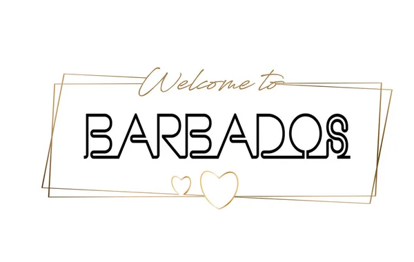 Barbados Bienvenido al texto Tipografía de letras de neón. Palabra para lo — Vector de stock