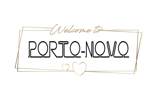 Porto-Novo Bienvenido al texto Tipografía de letras de neón. Palabra para — Vector de stock