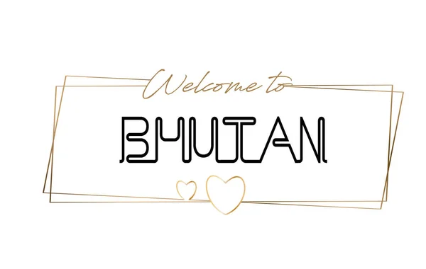 Bhutan Välkommen till text Neon bokstäver typografi. Ordet för logotyp — Stock vektor