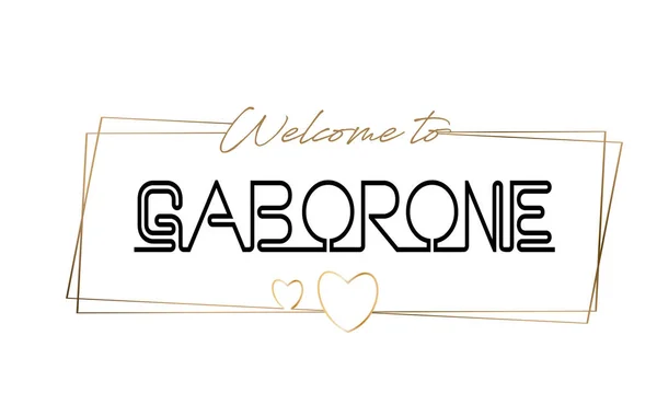 Gaborone Bienvenido al texto Tipografía de letras de neón. Palabra para lo — Vector de stock