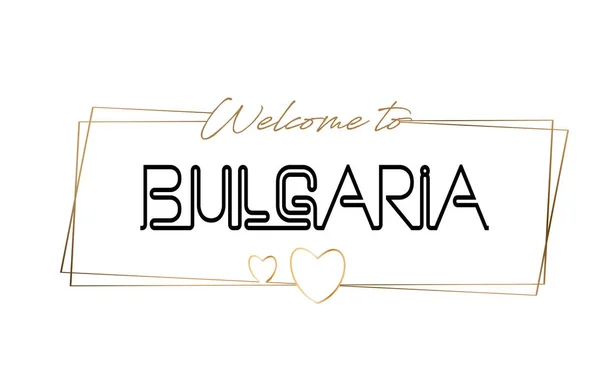 Βουλγαρία Καλώς ήλθατε στο κείμενο νέον γράμματα τυπογραφία. Λέξη για το lo — Διανυσματικό Αρχείο