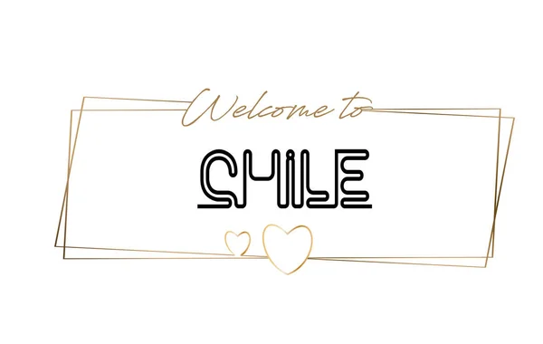 Chile Bienvenido al texto Tipografía de letras de neón. Palabra para logot — Vector de stock