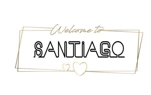 Santiago Bienvenido al texto Tipografía de letras de neón. Palabra para lo — Vector de stock