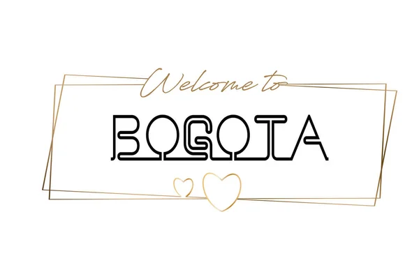 Bogotá Bienvenido al texto Tipografía de letras de neón. Palabra para logo — Vector de stock