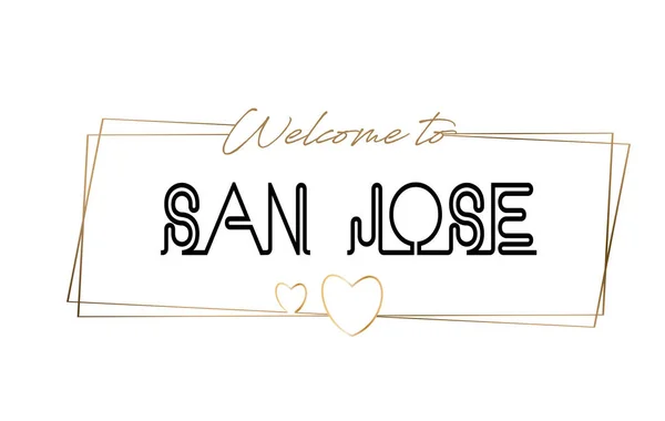 San Jose üdvözlő szöveg Neon betűk tipográfia. Szó lo — Stock Vector