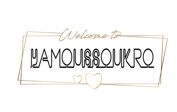 Yamoussoukro Bienvenido al texto Tipografía de letras de neón. Palabra para — Vector de stock