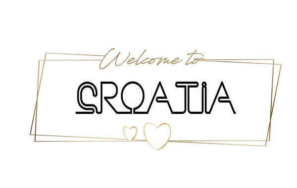 Croatie Bienvenue au texte Néon typographie lettrage. Mot pour journal — Image vectorielle