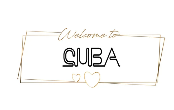 Cuba Bienvenido al texto Tipografía de letras de neón. Palabra para logo — Vector de stock