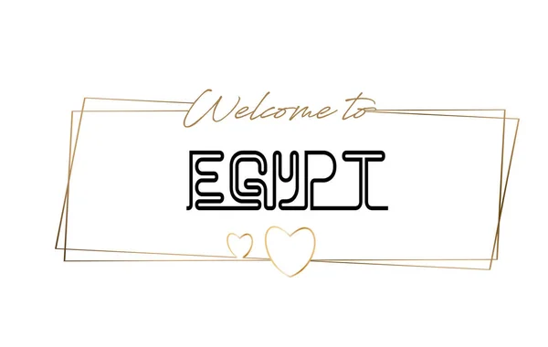 Αίγυπτος Καλώς ήλθατε στο κείμενο νέον γράμματα τυπογραφία. Λέξη για το logot — Διανυσματικό Αρχείο
