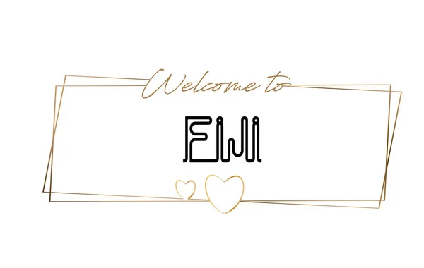 Fiji Bienvenido al texto Tipografía de letras de neón. Palabra para logo — Vector de stock