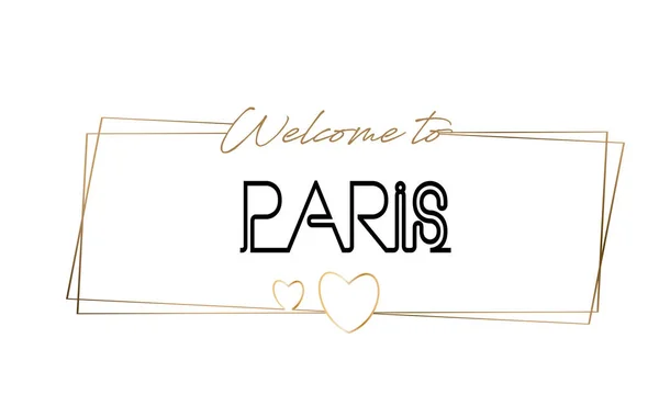 París Bienvenido al texto Tipografía de letras de neón. Palabra para logot — Vector de stock
