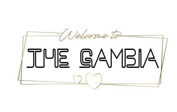 Gambia Bienvenido al texto Tipografía de letras de neón. Palabra para — Vector de stock