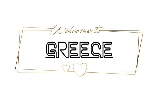 Řecko Vítejte v textu Neon nápis typografie. Slovo pro logo — Stockový vektor