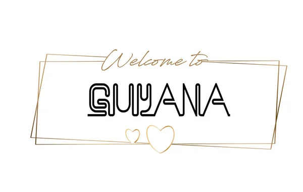 Guyana Bienvenido al texto Tipografía de letras de neón. Palabra para logo — Vector de stock