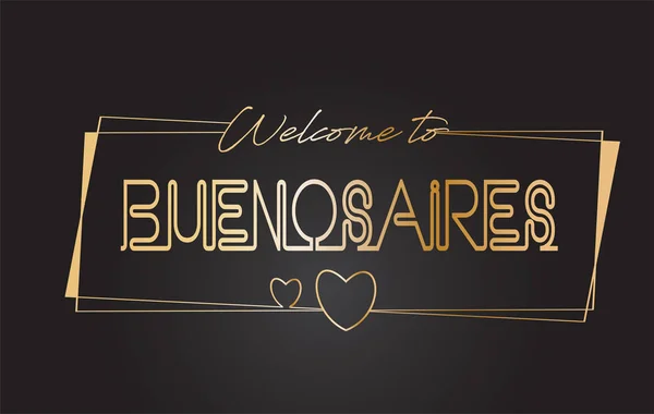 Buenosaires Üdvözöljük a Golden szöveg neon betűkkel tipográfia VEC — Stock Vector
