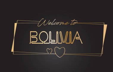 Bolivya Hoşgeldiniz altın metin Neon yazı tipografi vector