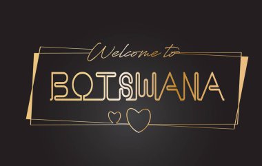 Botswana altın metin Neon yazı tipografi vector hoşgeldiniz