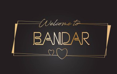 Bandar hoş geldiniz altın metin Neon yazı tipografi vector ı
